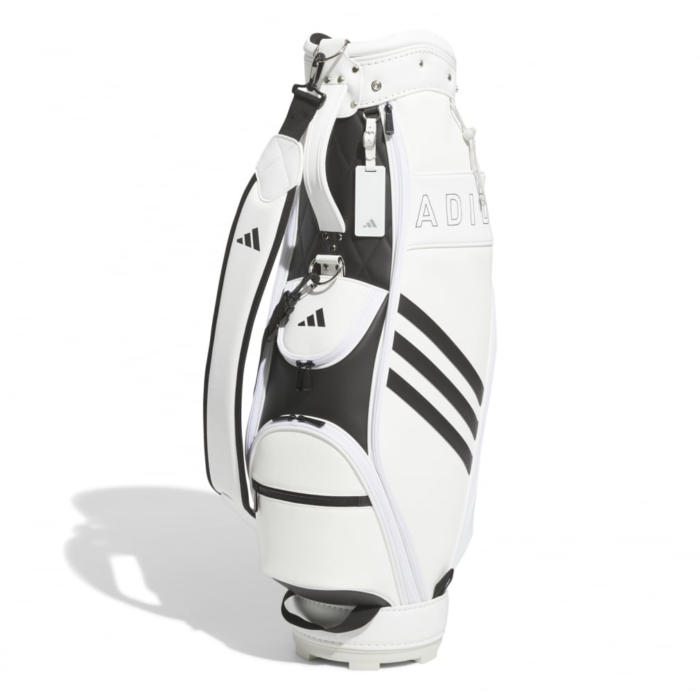 adidasアディダスホワイトキャディバッグ 9型 フード付 ゴルフ 新品 