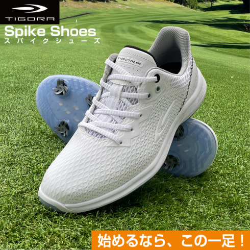 ティゴラ ゴルフシューズ ベーシック スパイク (TR-0S1062) メンズ ゴルフ ダイヤル式スパイクシューズ 2E ： ホワイト TIGORA