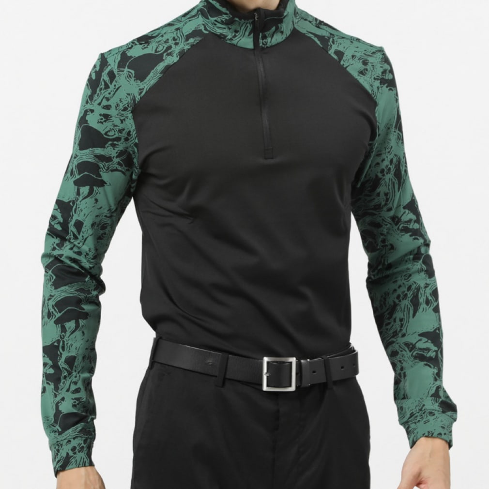 シェルボ ゴルフウェア 長袖シャツ 秋 冬 (031-27015) 重ね着をしても柄が見えるようになっているインパクトあるシャツ メンズ CHERVO