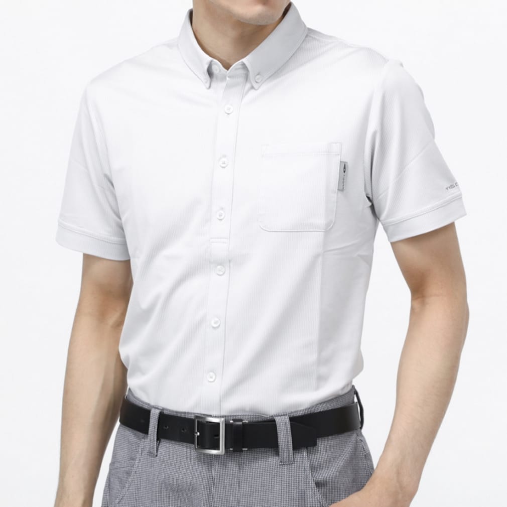 ティゴラ ゴルフウェア 半袖シャツ 春 夏 千鳥ジャガードポロシャツ (TR-1H1012P) 吸汗速乾でサラッとしたボタンダウンシャツ メンズ  TIGORA