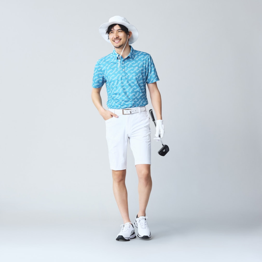 ティゴラ ゴルフウェア 半袖シャツ 春 夏 遮熱ロゴ柄 ポロシャツ (TR-1H1033P) メンズ TIGORA