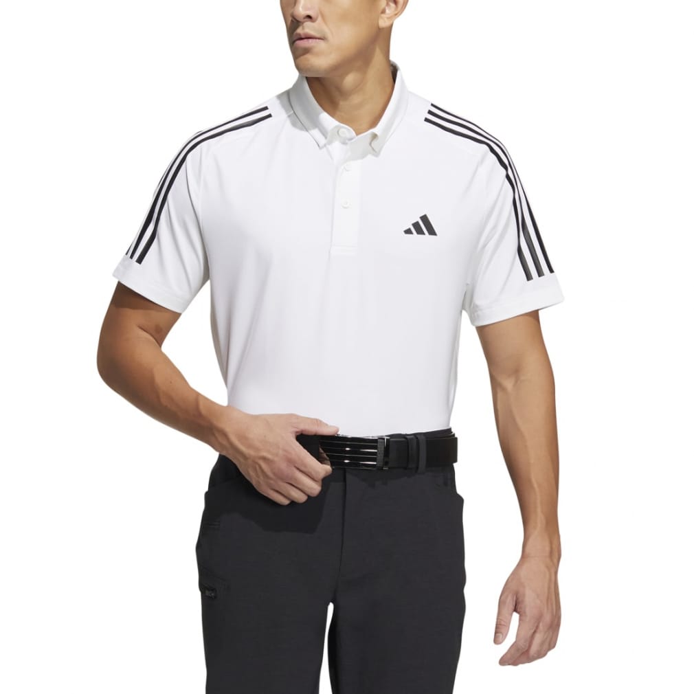 アディダス ゴルフウェア 春 夏 スリーストライプス 半袖 ストレッチボタンダウンシャツ (QR061) メンズ adidas