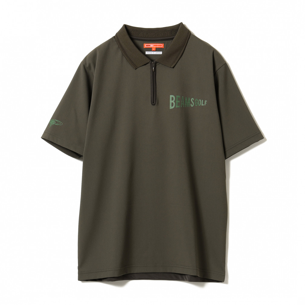 ビームスゴルフ ゴルフウェア 半袖シャツ 春 夏 フラッグロゴ ハーフジップ ポロシャツ (8202010080) メンズ BEAMS GOLF