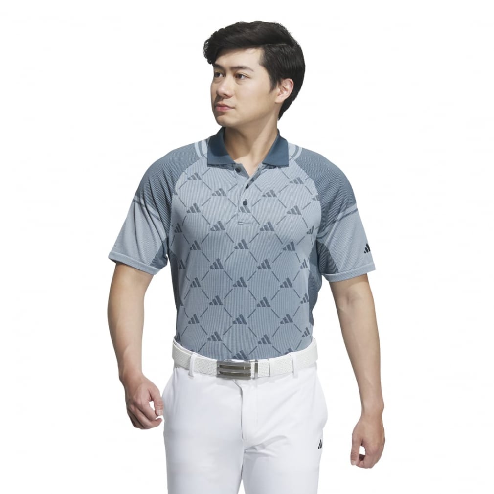 adidas golf サイドシームレス モノグラム 半袖ポロシャツ