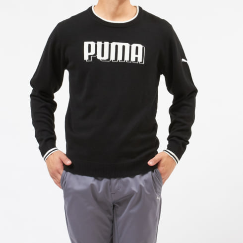 プーマ ゴルフウェア 秋 冬 長袖セーター (930340) 衿、袖口のラインディテールがアクセント メンズ PUMA