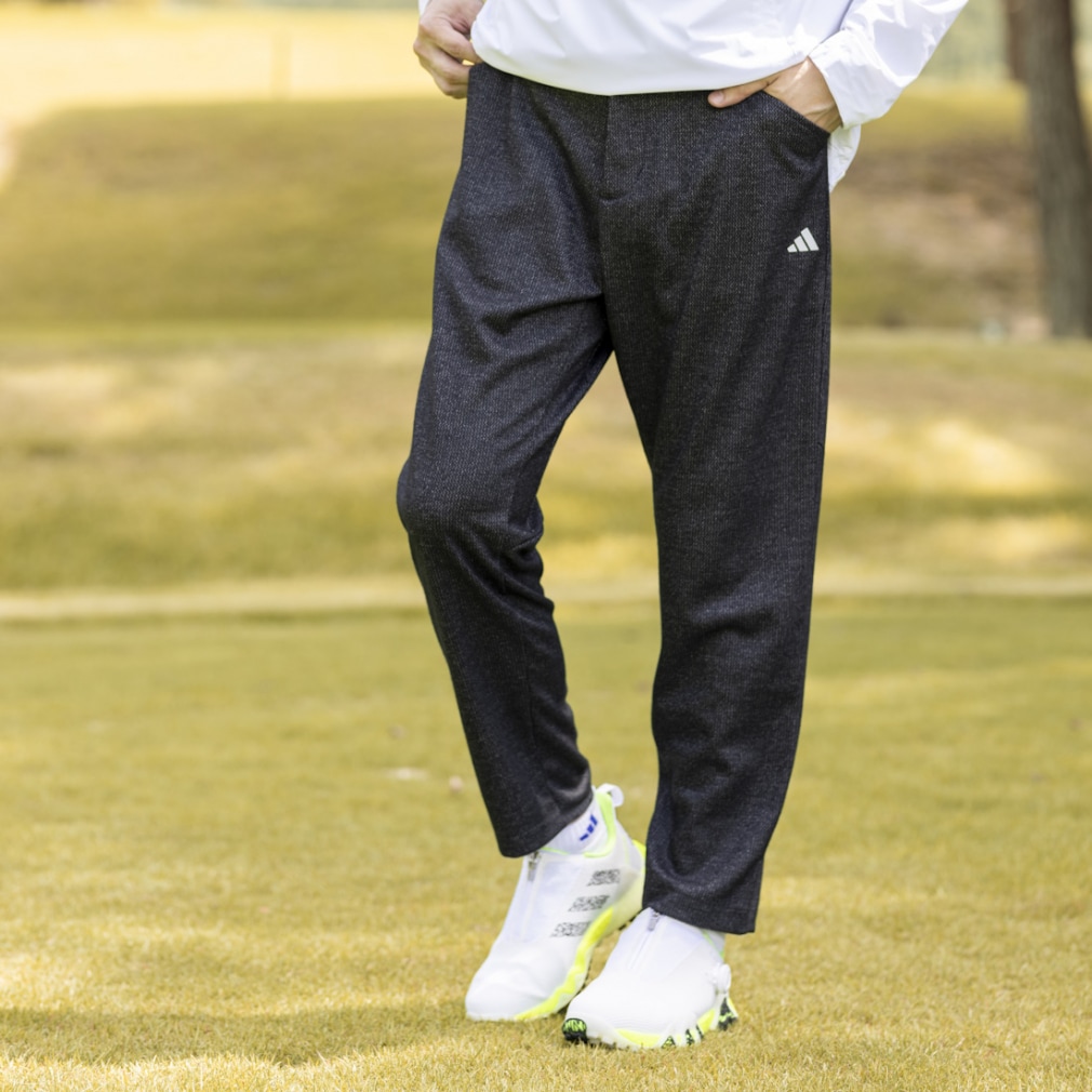 アディダス ゴルフウェア ロングパンツ 秋 冬 テクスチャードワイドテーパード アンクルパンツ カジュアル メンズ adidas