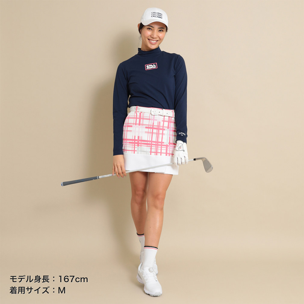 ストレッチ天竺長袖モックネックシャツ (WOMENS)