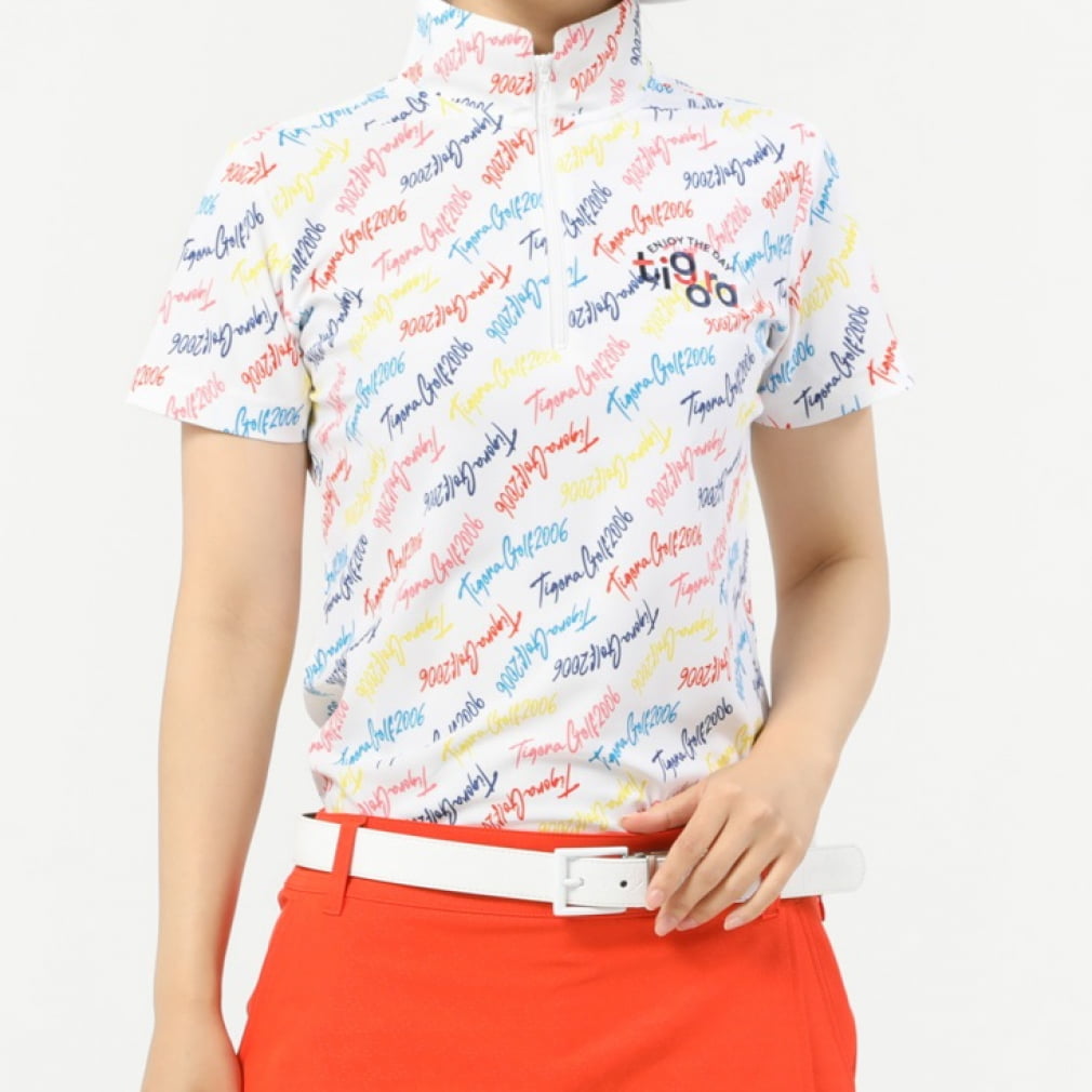 ティゴラ レディース ゴルフウェア 半袖シャツ 春 夏 遮熱ロゴプリント 