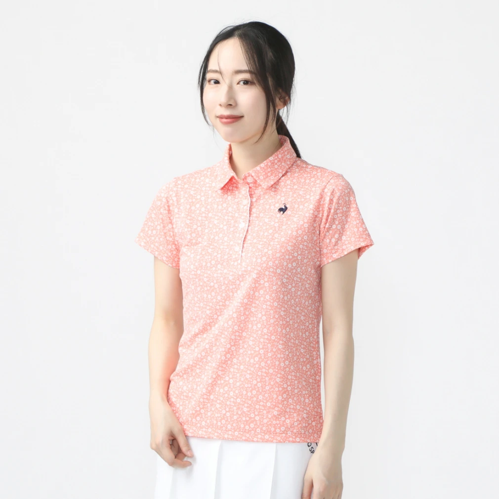 【le coq sportif GOLF】 【ストレッチフォーサー】花柄半袖シャツ レディース オレンジ L シャツ・ブラウス トップス ルコックスポルティフ(ゴルフ)