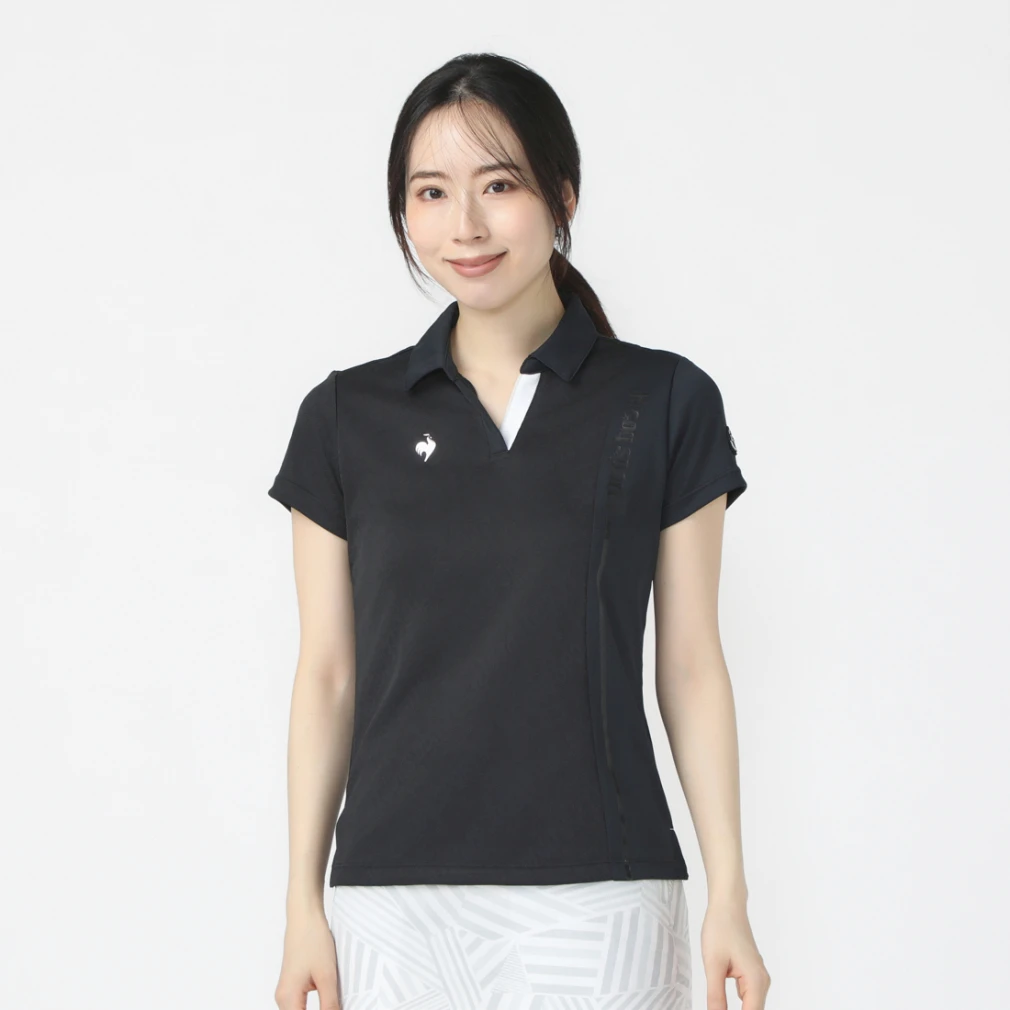 LE coq sportif GOLF 【RIJOUME】ジャガードロゴスキッパー半袖ポロシャツ 、ブラック、サイズ:L