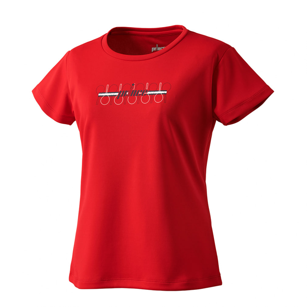 プリンス テニスシャツ ゲームシャツ レディース RED (015) LL - トップス