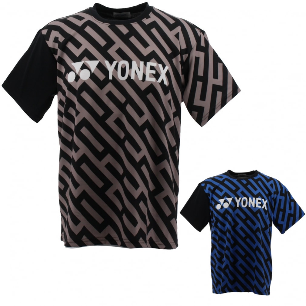 ヨネックス メンズ レディス テニス 半袖Tシャツ グラフィックTシャツ ユニプラクティスTシャツ ユニセックスTシャツ RWAP2401 YONEX ベージュ×ブラック L ユニセックス