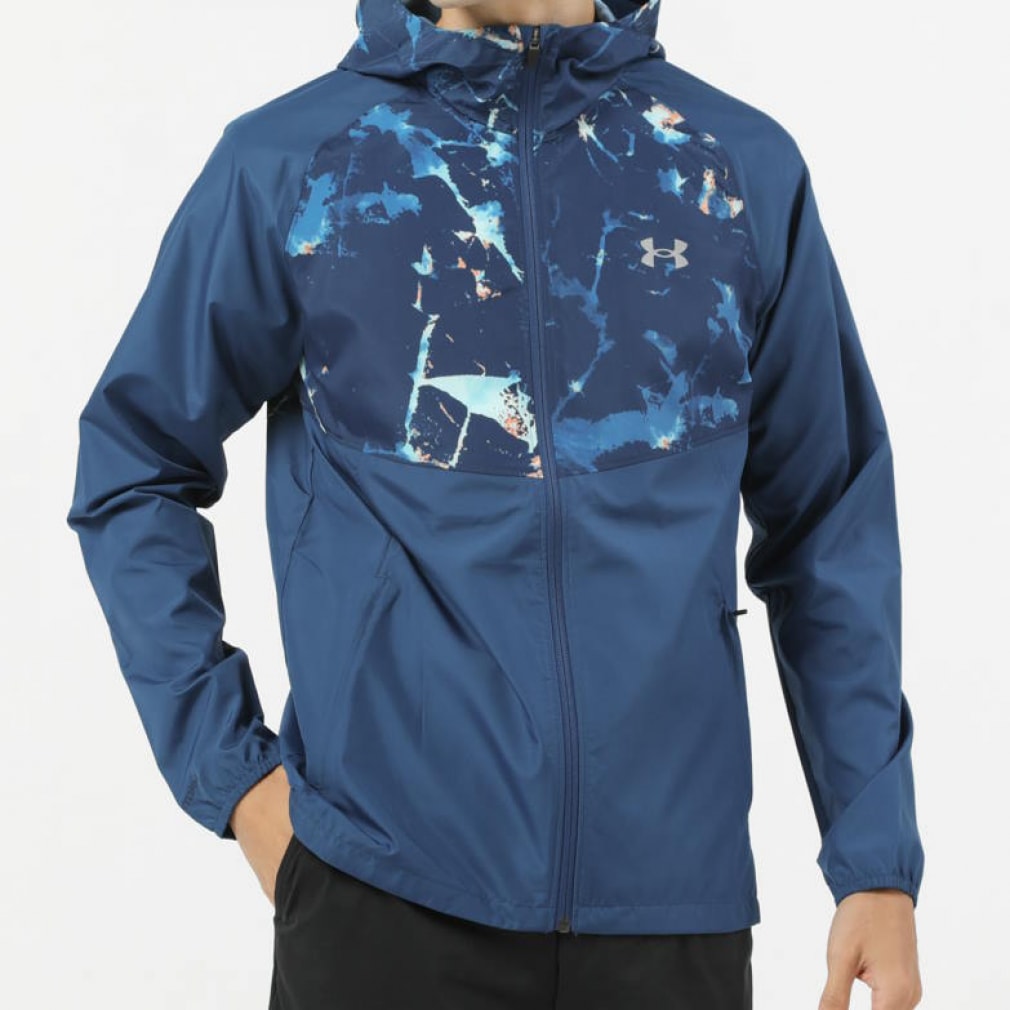 アンダーアーマー メンズ 陸上/ランニング ウインドブレーカー UA STORM JACKET PRINTED 1375973 : ブルー UNDER  ARMOUR