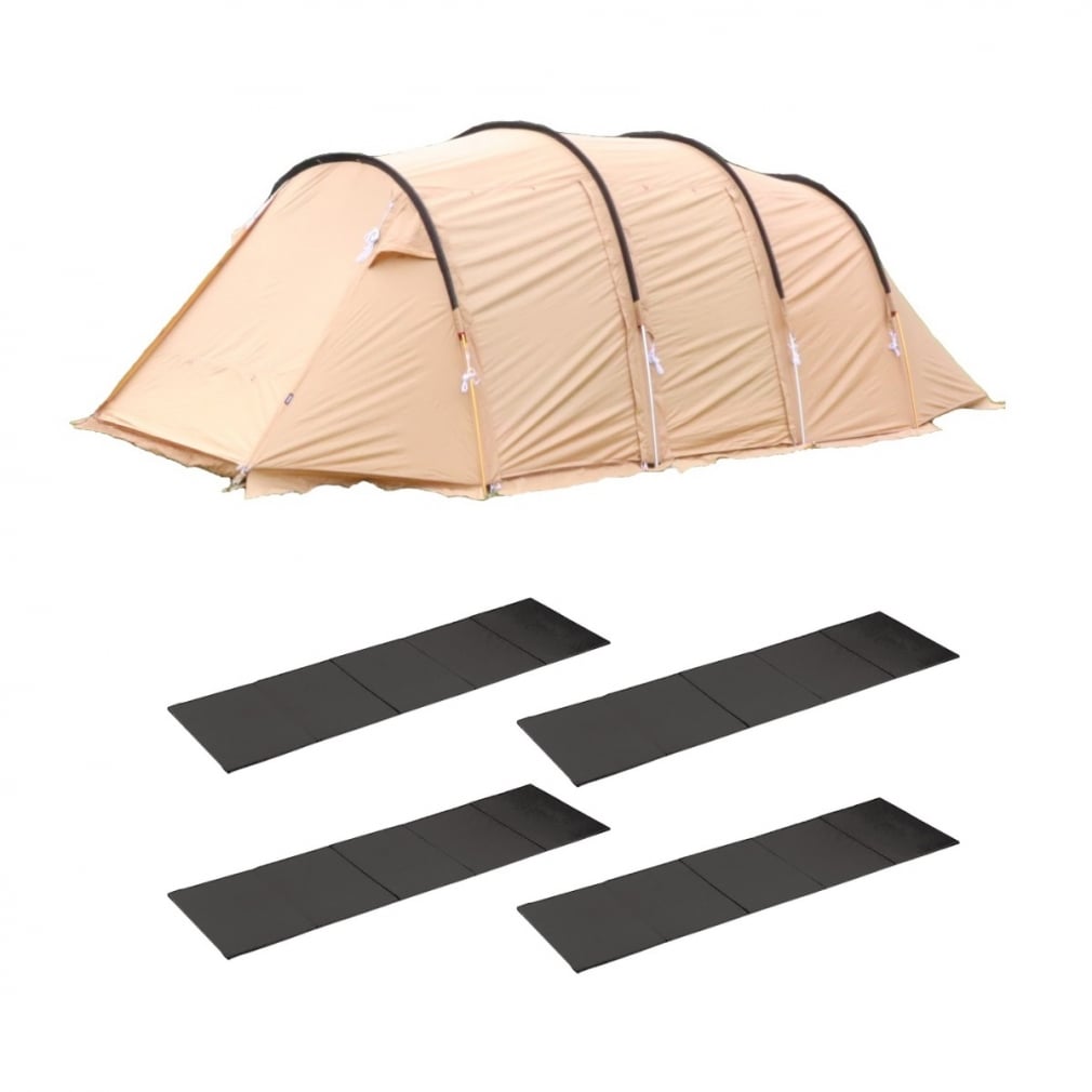 イグニオ 2ルーム型テント IG19410TT ＋ 折り畳み式マットレス 4枚 キャンプ ドームテント IGNIO