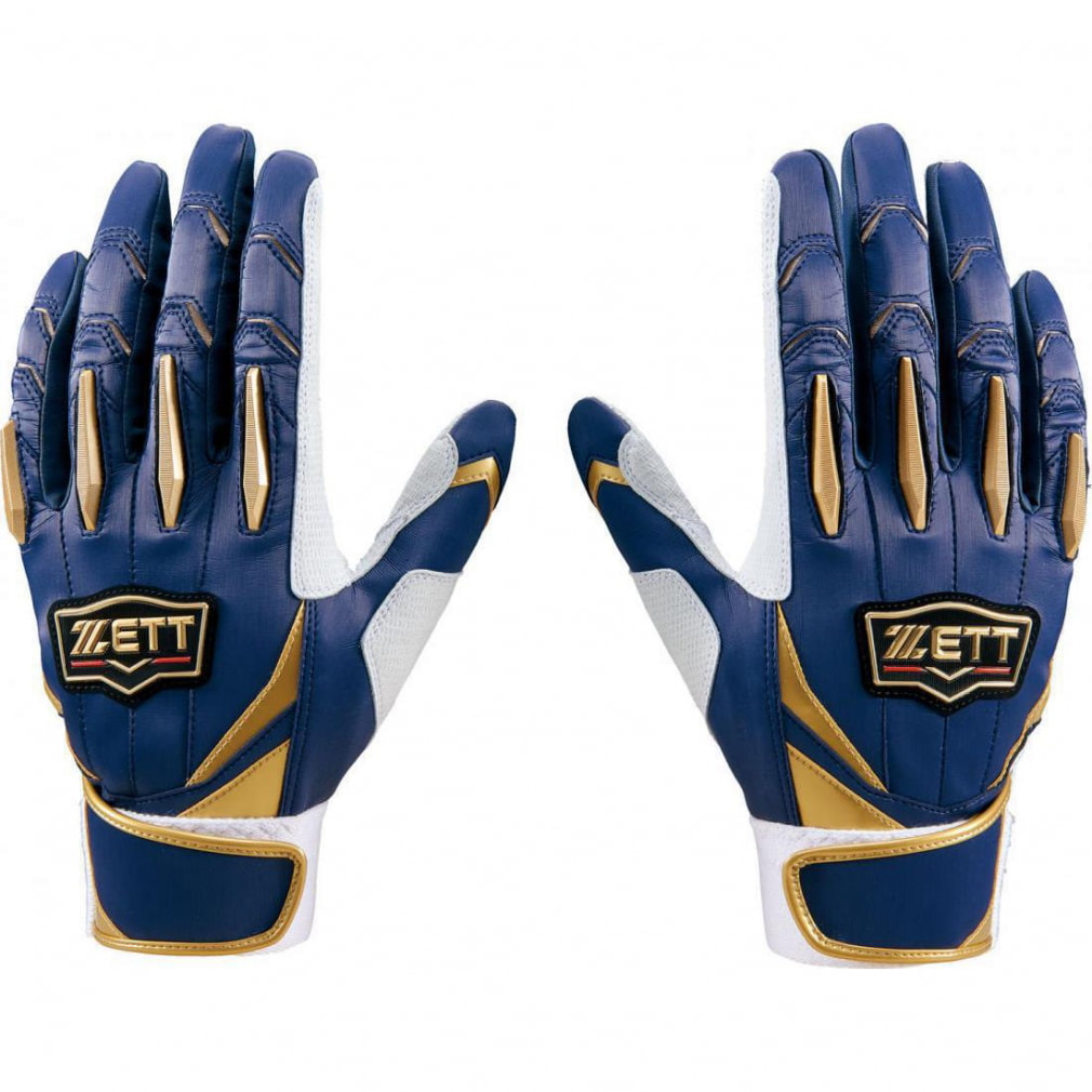 ゼット 野球 バッティング用手袋 プロステイタス バッティンググローブ両手用 BG13011A : ネイビー×ゴールド ZETT