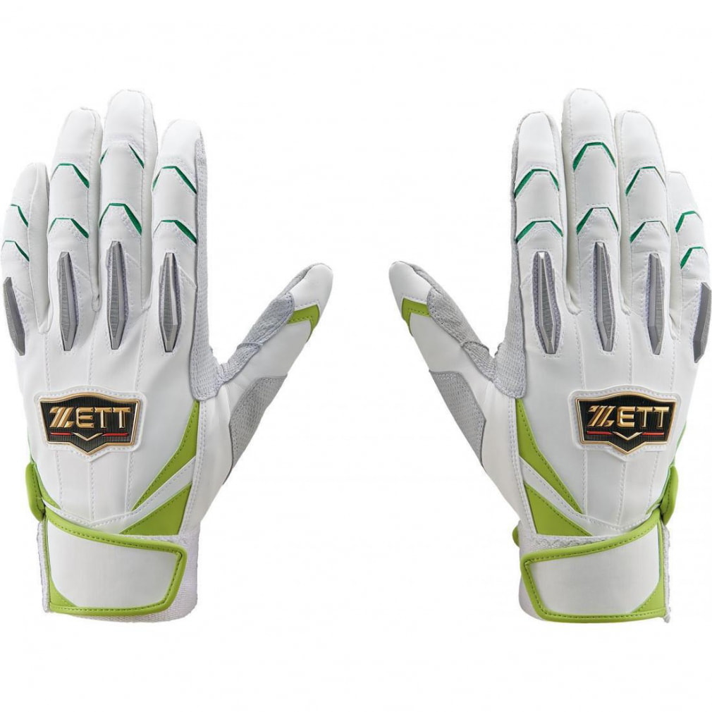 ゼット 野球 バッティング用手袋 プロステイタス バッティンググローブ両手用 BG13011WR : ホワイト×グリーン ZETT