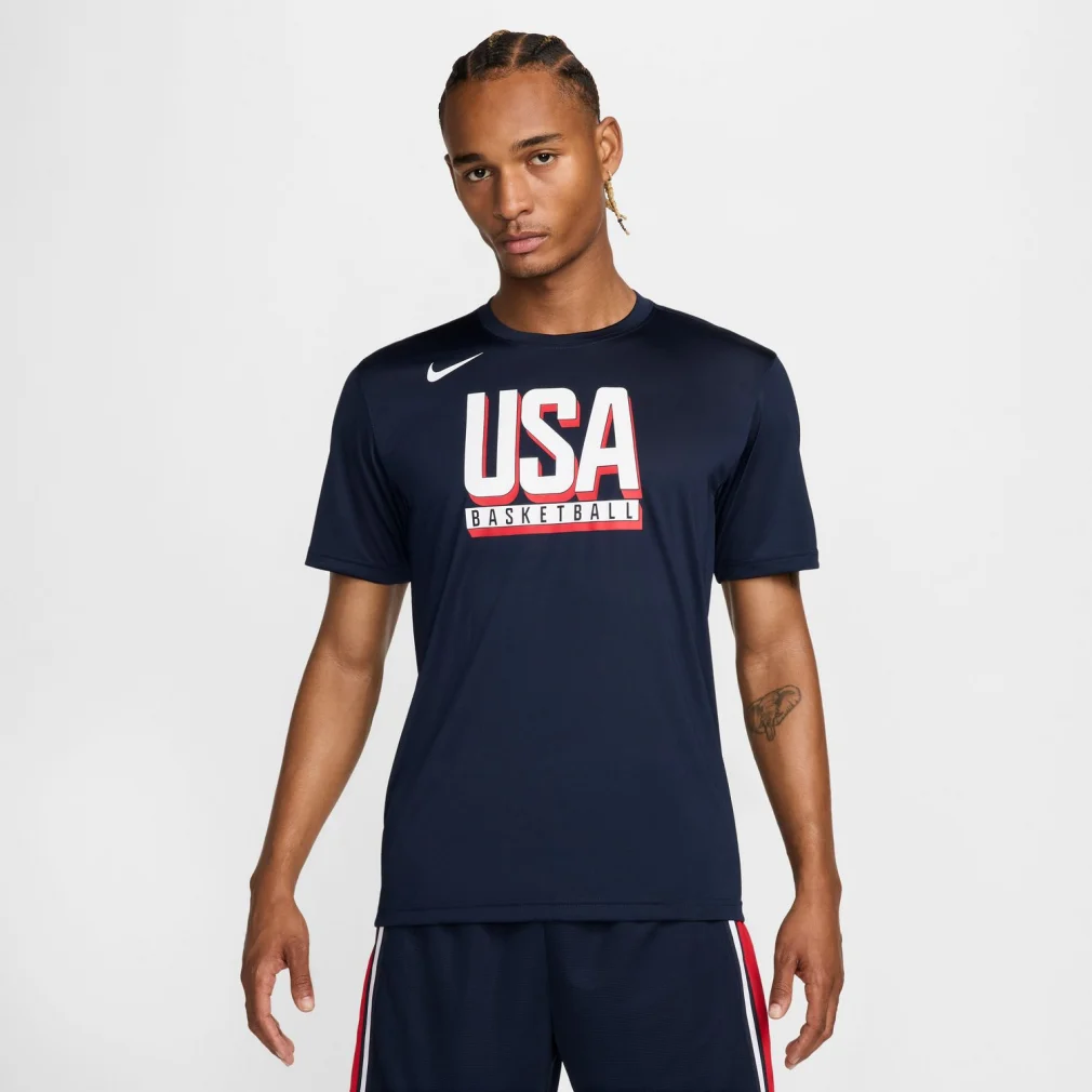 ナイキ バスケットボール 24 USAプラクティス 半袖Tシャツ FQ3628-451 ネイビー