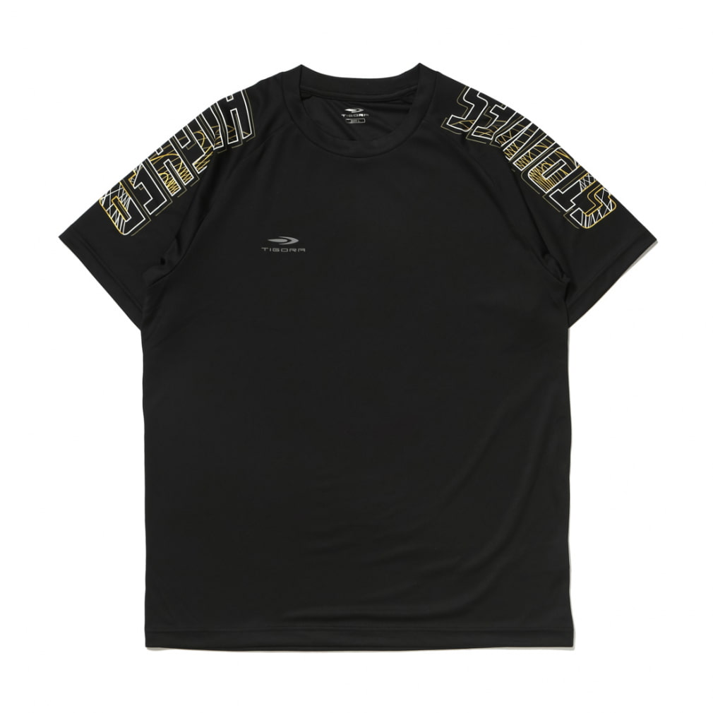 ティゴラ メンズ レディス バレーボール 半袖Tシャツ UグラフィックTシャツ TR-8VW3213TS : ブラック×ゴールド TIGORA
