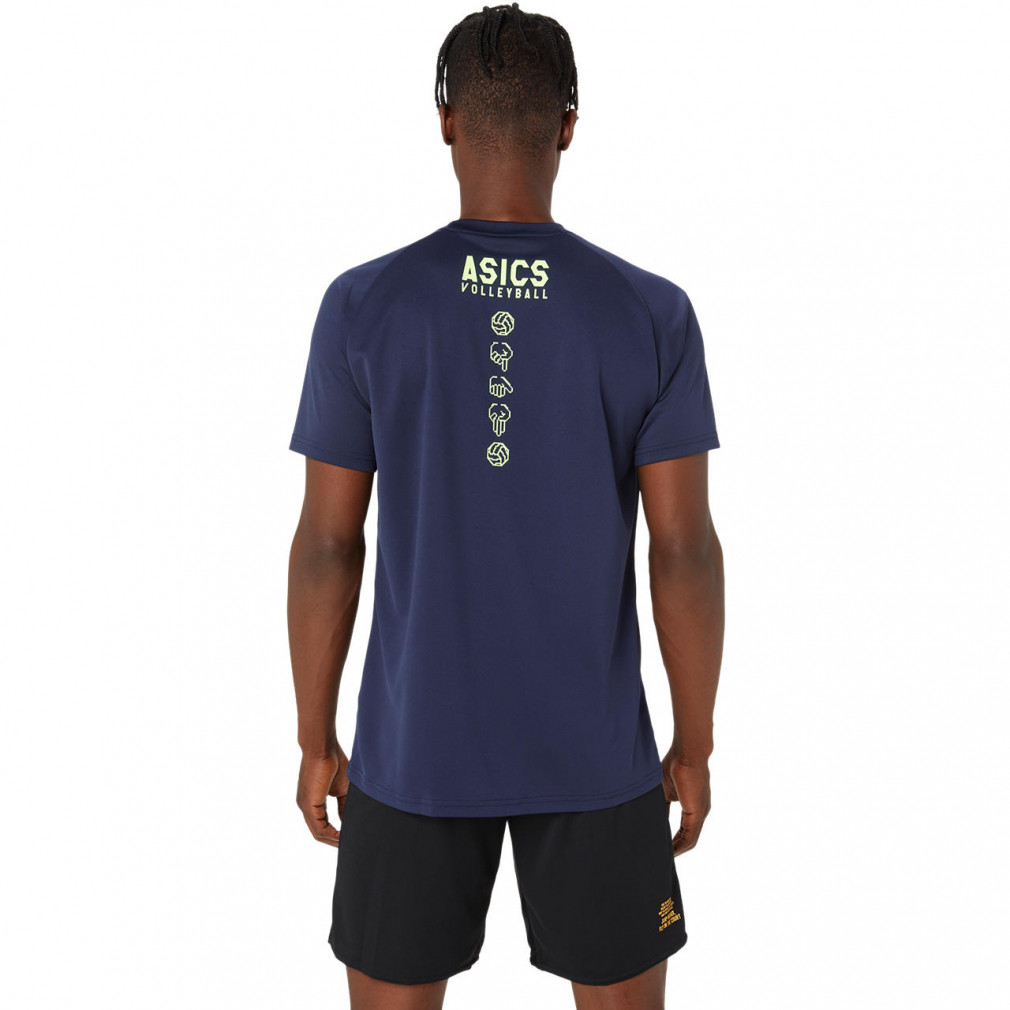 アシックス メンズ レディス バレーボール 半袖Tシャツ ドライプリント半袖シャツ(ハンドサイン) SS TOP 2053A162 asics