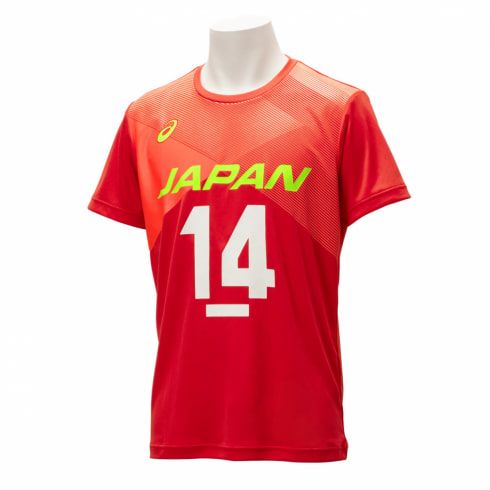 アシックス メンズ バレーボール 半袖 男子日本代表番号応援Tシャツ 2053A150 : レッド asics