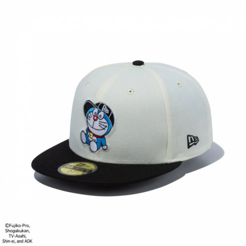 ニューエラ キャップ 59FIFTY ドラえもん キャップ クロームホワイト / ブラック 14174590 CRM 帽子 ： ホワイト×ブラック  NEW ERA