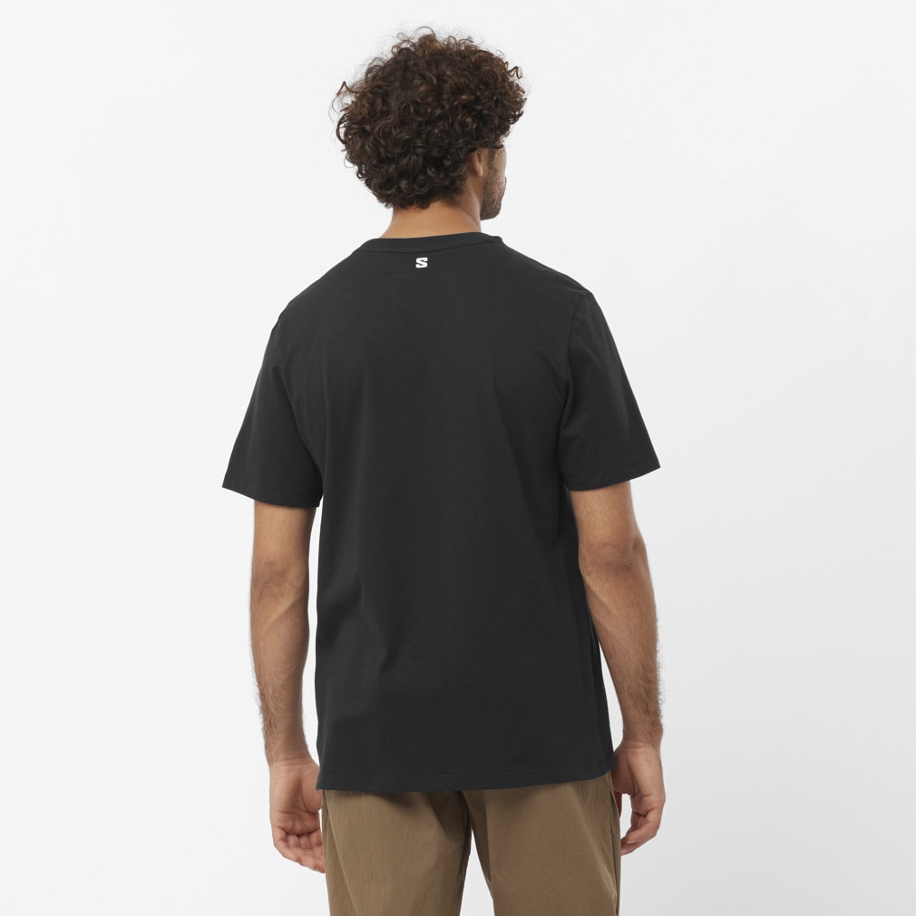 サロモン メンズ アウトドア 半袖Tシャツ ランニング グラフィック ショートスリーブ ティー RUNNING GRAPHIC SS TEE M  LC2218800 : ブラック SALOMON