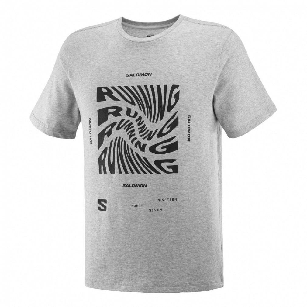 サロモン メンズ アウトドア 半袖Tシャツ ランニング グラフィック ショートスリーブ ティー Running Graphic SS TEE M LC2219000 : ミデアムグレー SALOMON ミデアムグレー S メンズ