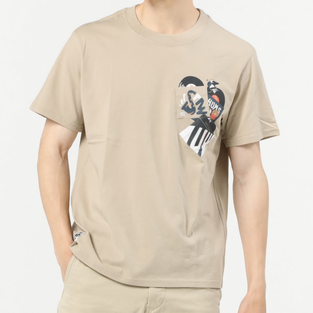 チャムス メンズ アウトドア 半袖Tシャツ ディスクジャケット2ポケットTシャツ CH01-2171 G057 : サンド CHUMS