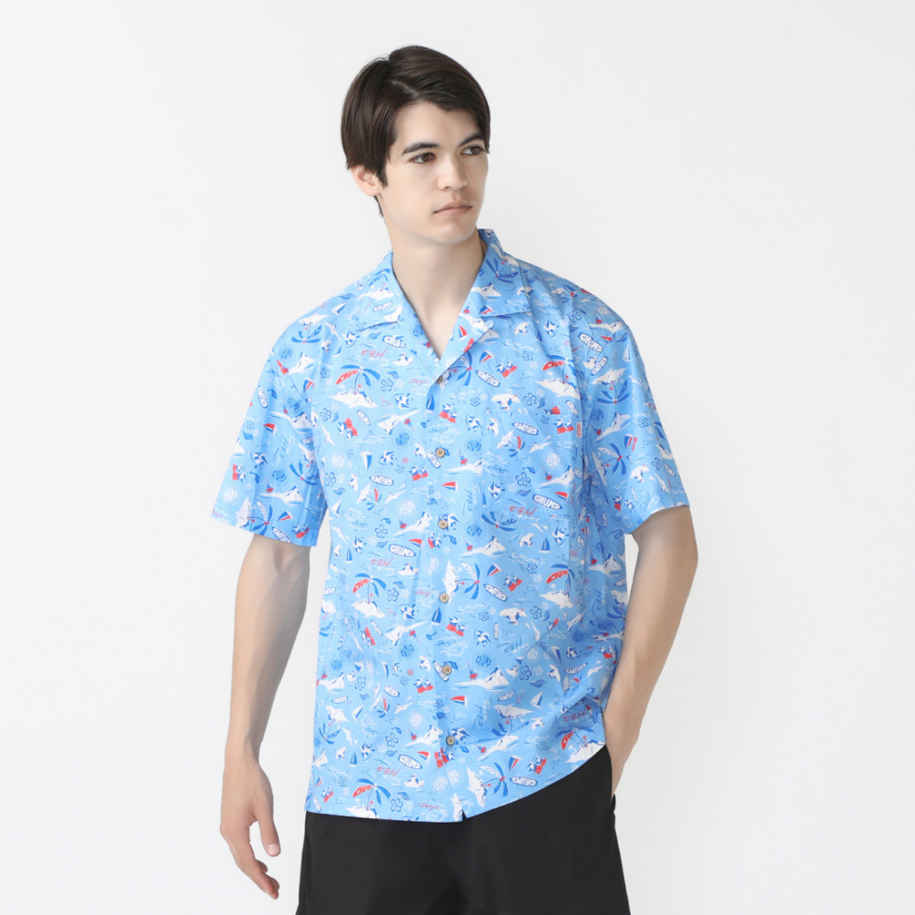 チャムス メンズ アウトドア 長袖シャツ チャムロハシャツ Chumloha Shirt CH02-1105 Z309 : サックスブルー CHUMS