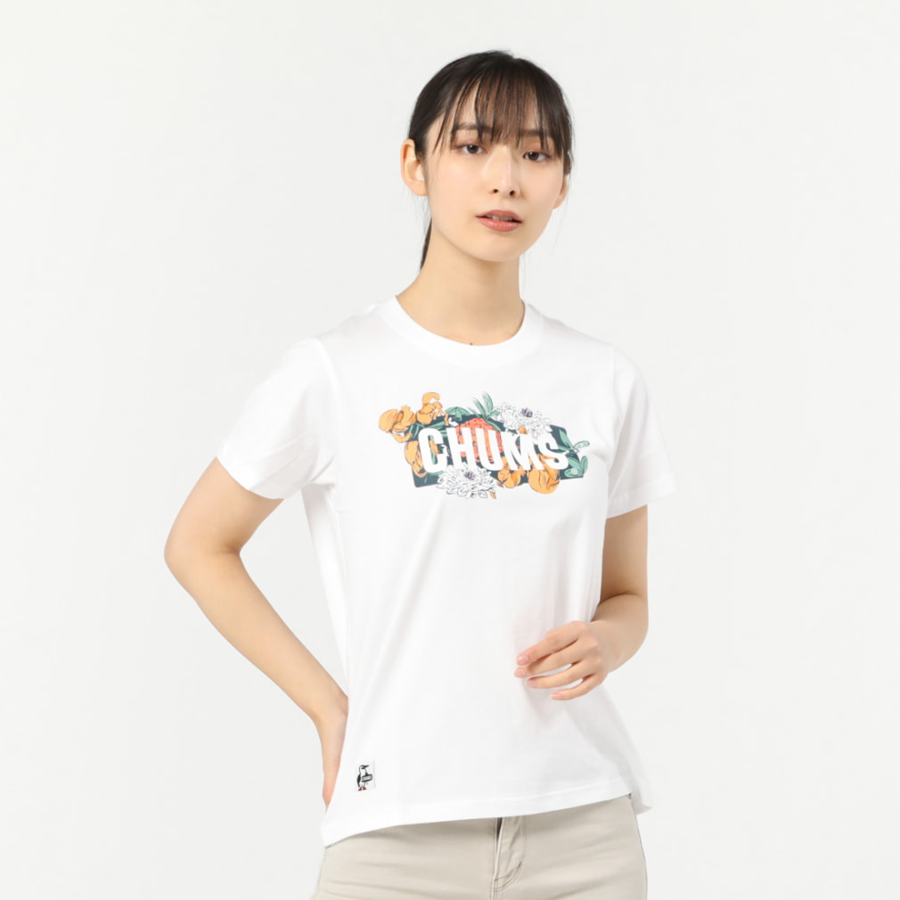 チャムス レディース アウトドア 半袖Tシャツ バルブプランツフラワーズTシャツ CH11-2172 W001 : ホワイト CHUMS