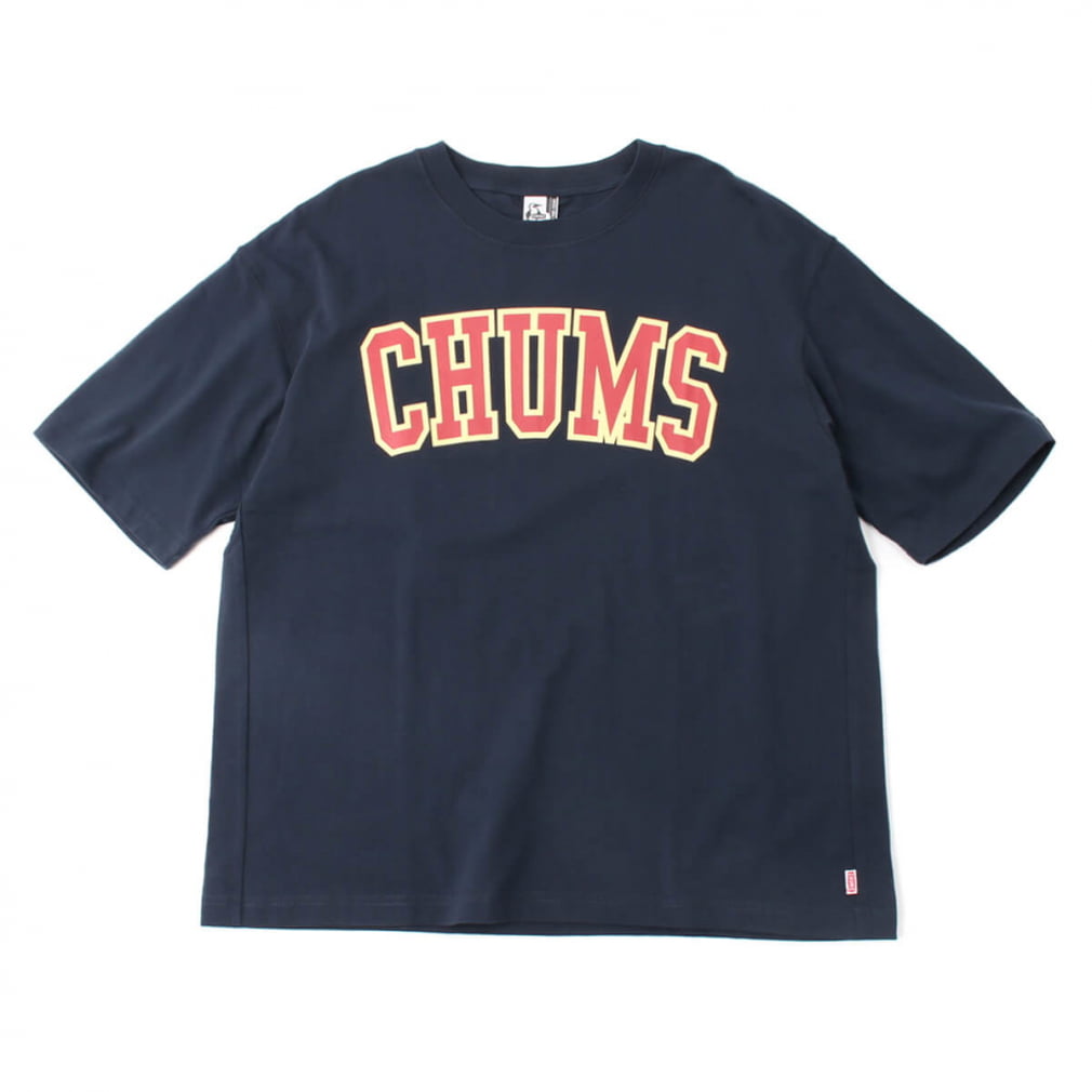 チャムス レディース アウトドア 半袖Tシャツ オーバーサイズドチャムスカレッジTシャツ CH11-2180 N001 : ネイビー CHUMS