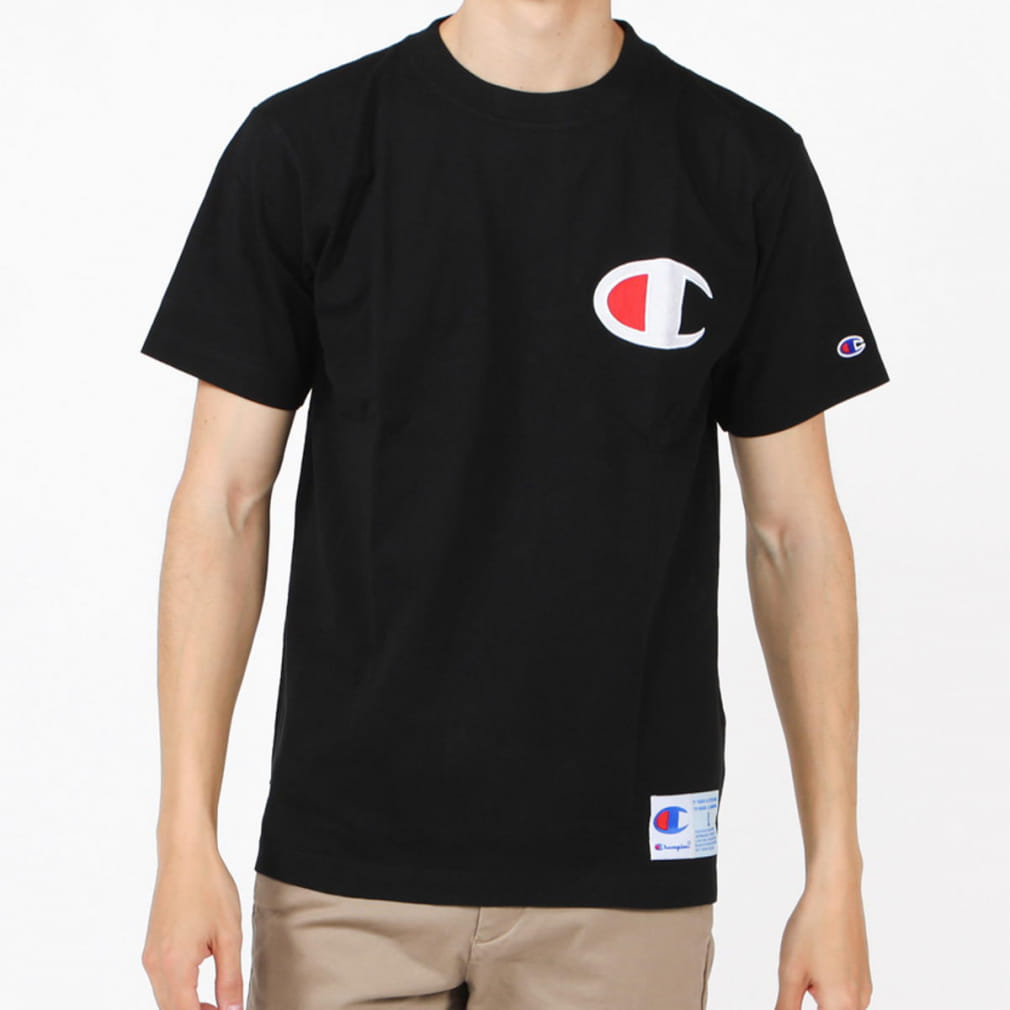 Champion メンズ ロゴアップリケ 半袖Tシャツ C3-R304 - Tシャツ