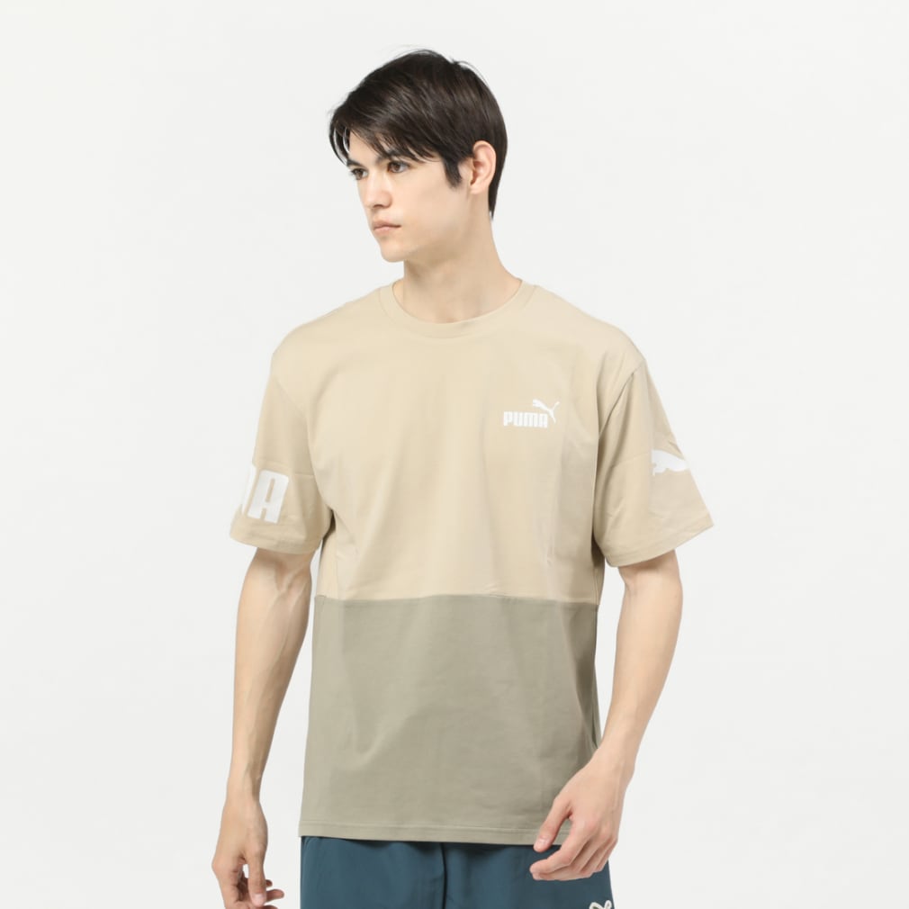 プーマ メンズ 半袖 Tシャツ PUMA POWER カラーブロック Tシャツ 674926 スポーツウェア PUMA