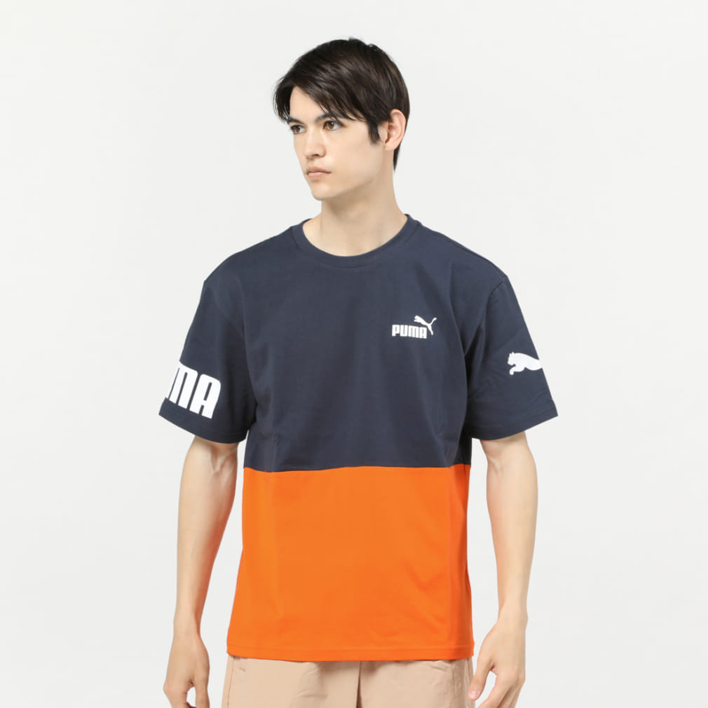 プーマ メンズ 半袖 Tシャツ PUMA POWER カラーブロック Tシャツ 674926 スポーツウェア PUMA