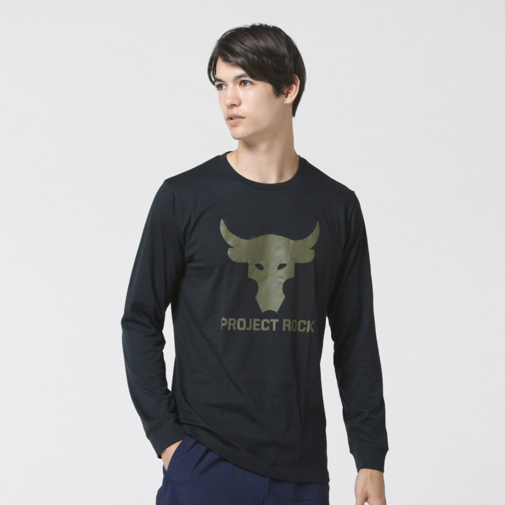 アンダーアーマー メンズ 長袖 Tシャツ UAプロジェクトロック ブラフマ ブル ロングスリーブ シャツ 1374847 002 スポーツウェア ：  ブラック UNDER ARMOUR