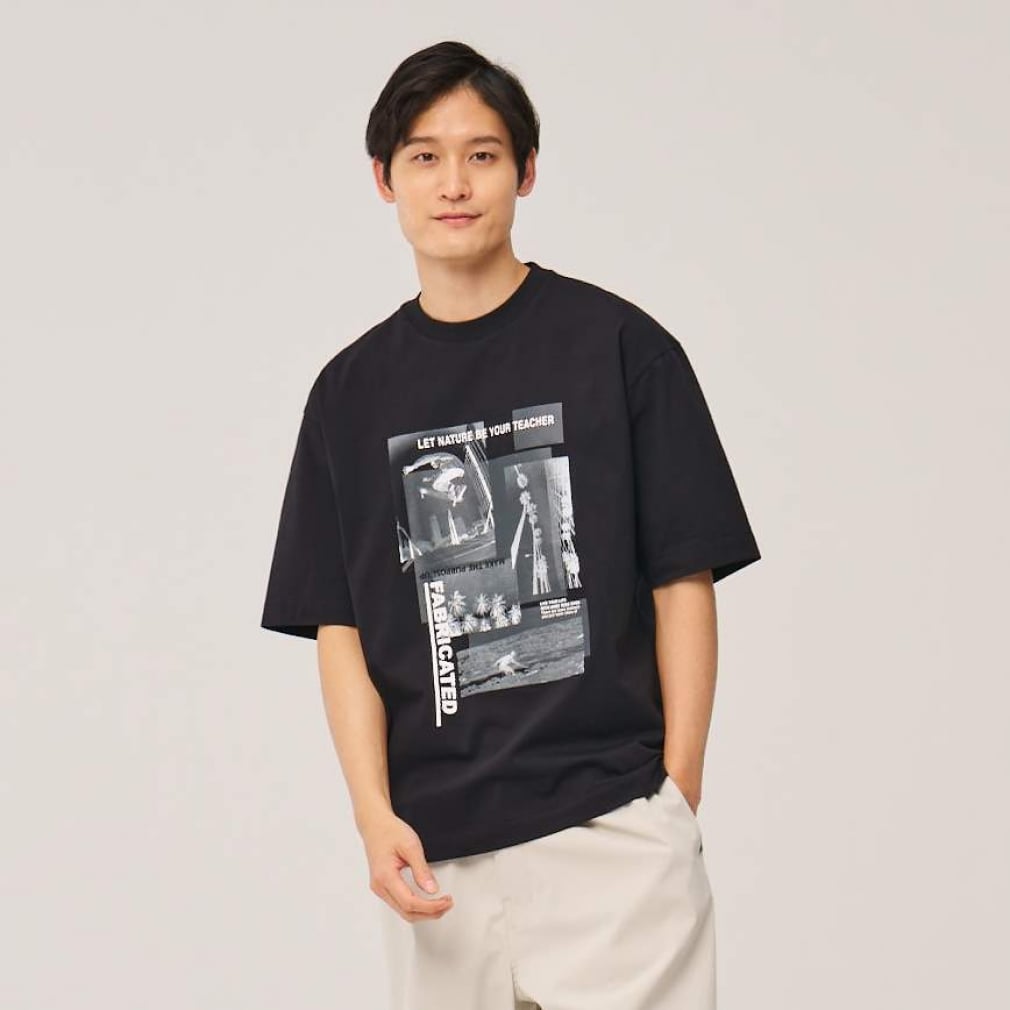 ティゴラ メンズ 半袖 Tシャツ コットンセミワイドTシャツ 柄 TR 