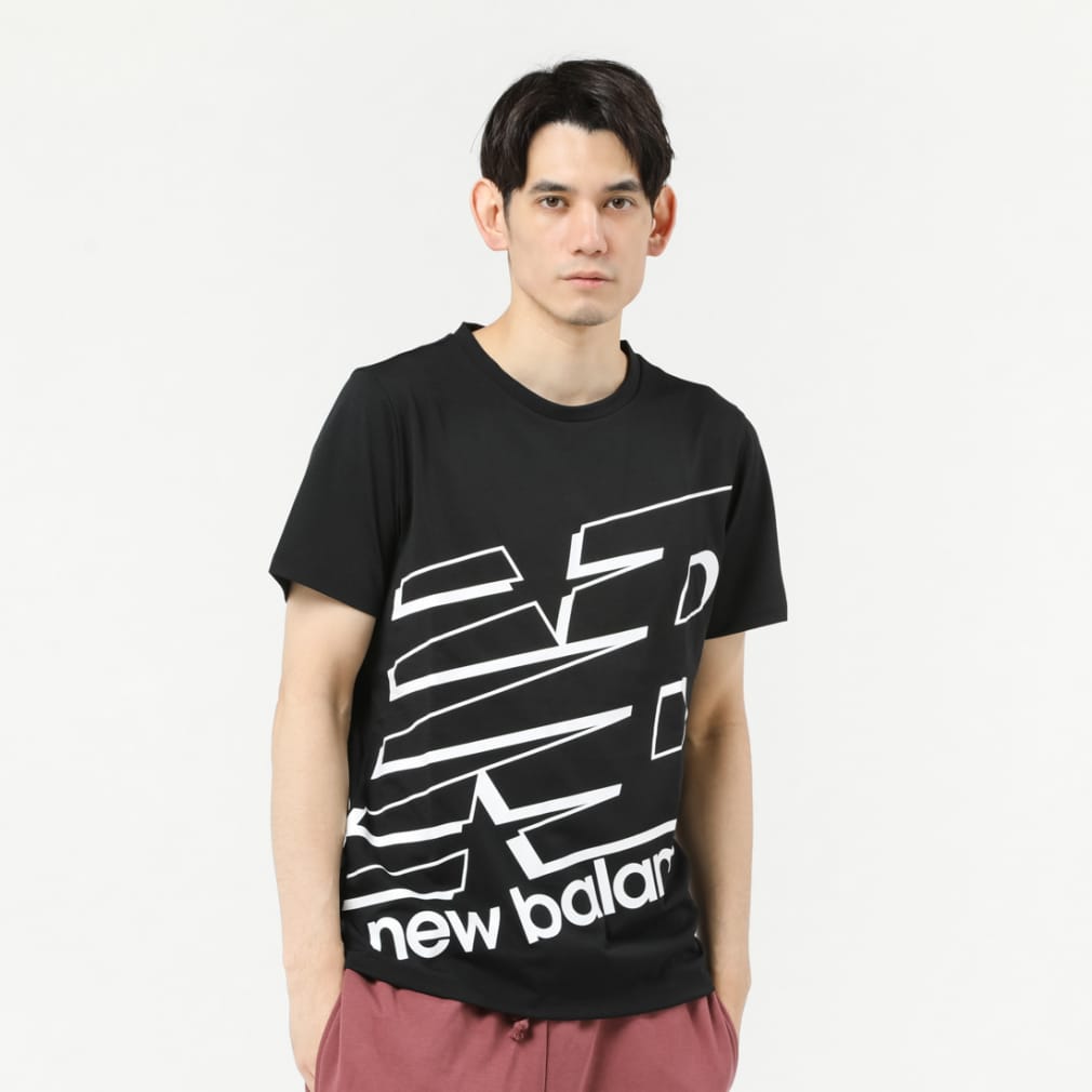 ニューバランス メンズ 半袖 機能 Tシャツ ビッグロゴ ショートスリーブ Tシャツ AMT31078 スポーツウェア New Balance