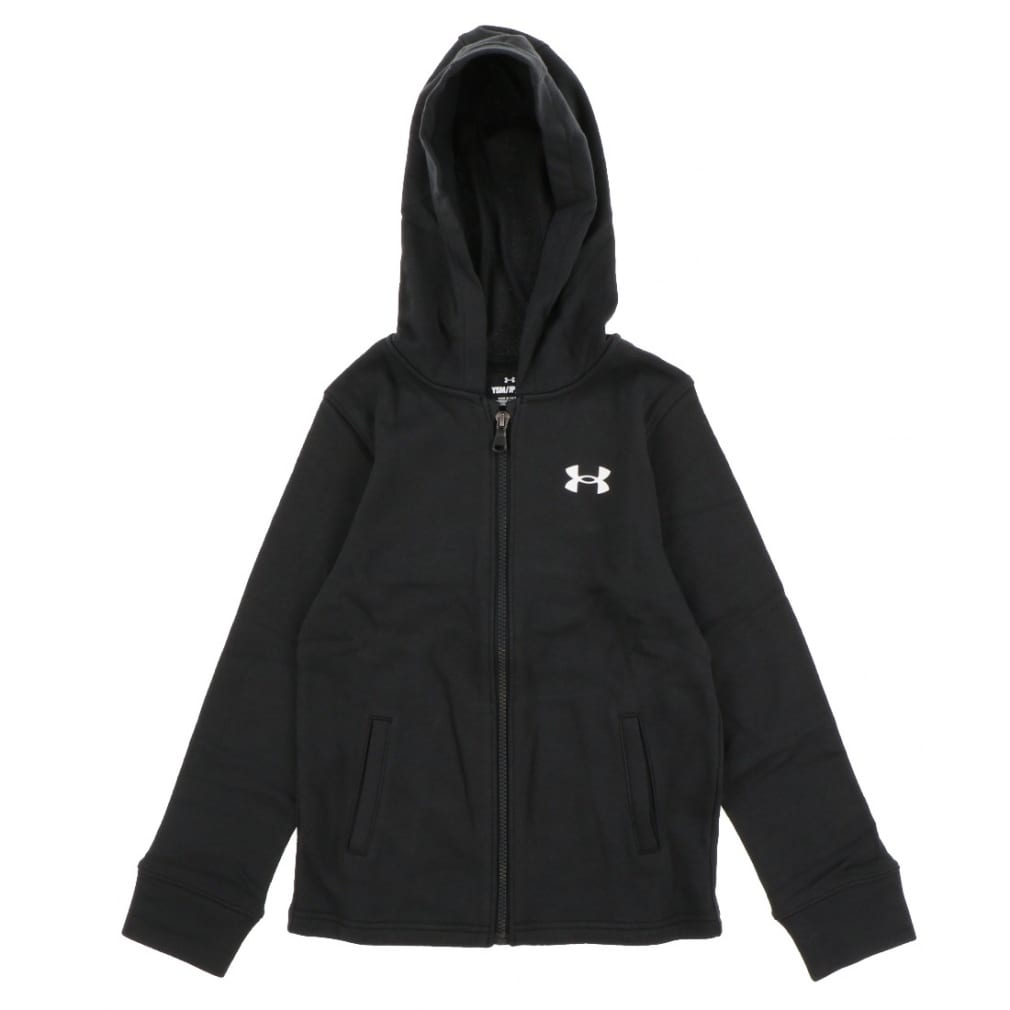 アンダーアーマー ジュニア 子供 スウェット UA Rival Terry Full Zip Hoodie 1377269 001 パーカー ：  ブラック×ホワイト UNDER ARMOUR